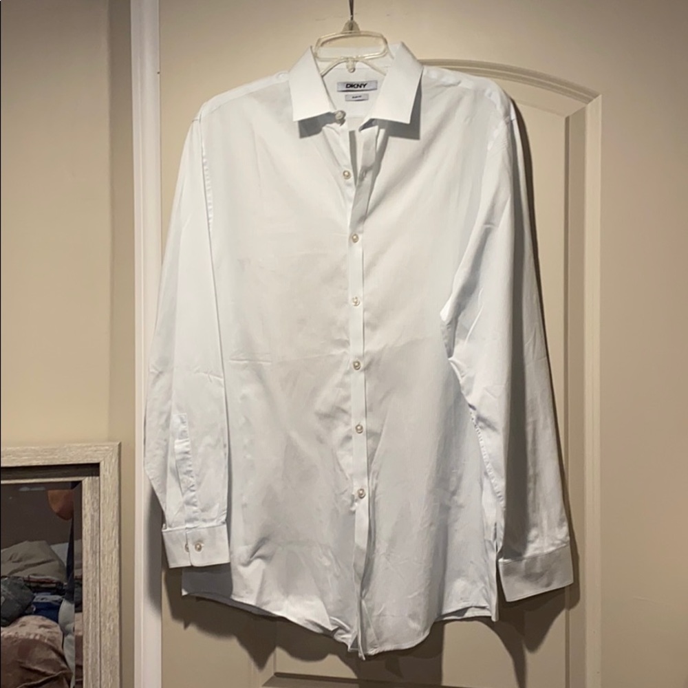 DKNY Pinstripe Button Down Dress Shirt ( Slim Fit)